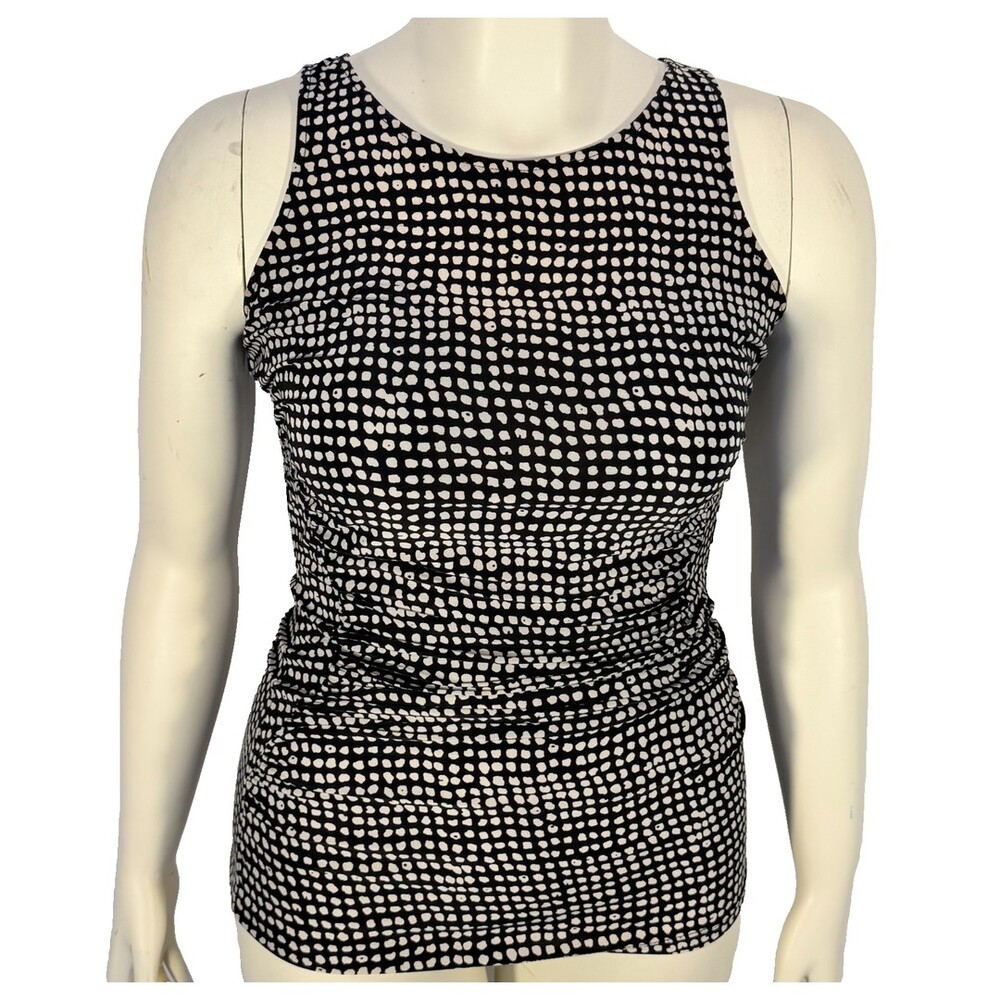 The Limited Tank Top Blouse Women's S Black WHite Abstract Stretch Ruched F